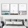 Scandinavia Seascape Poster Green Ocean and Lighthouse Simplicity Canvas Painting Nordic Wall Art Pictures for Modern Home Decor