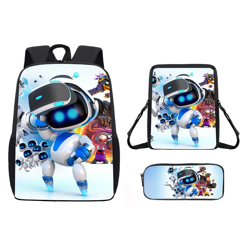 Astro Bot Backpack For Kids With Breathable Oxford Fabric And Cartoon Print For School Use