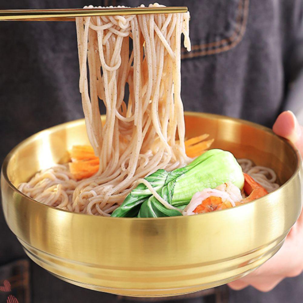 Large Capacity Korean Stainless Steel Bowl Double Layer Soup Bowls Cold Noodles Bowl Roast