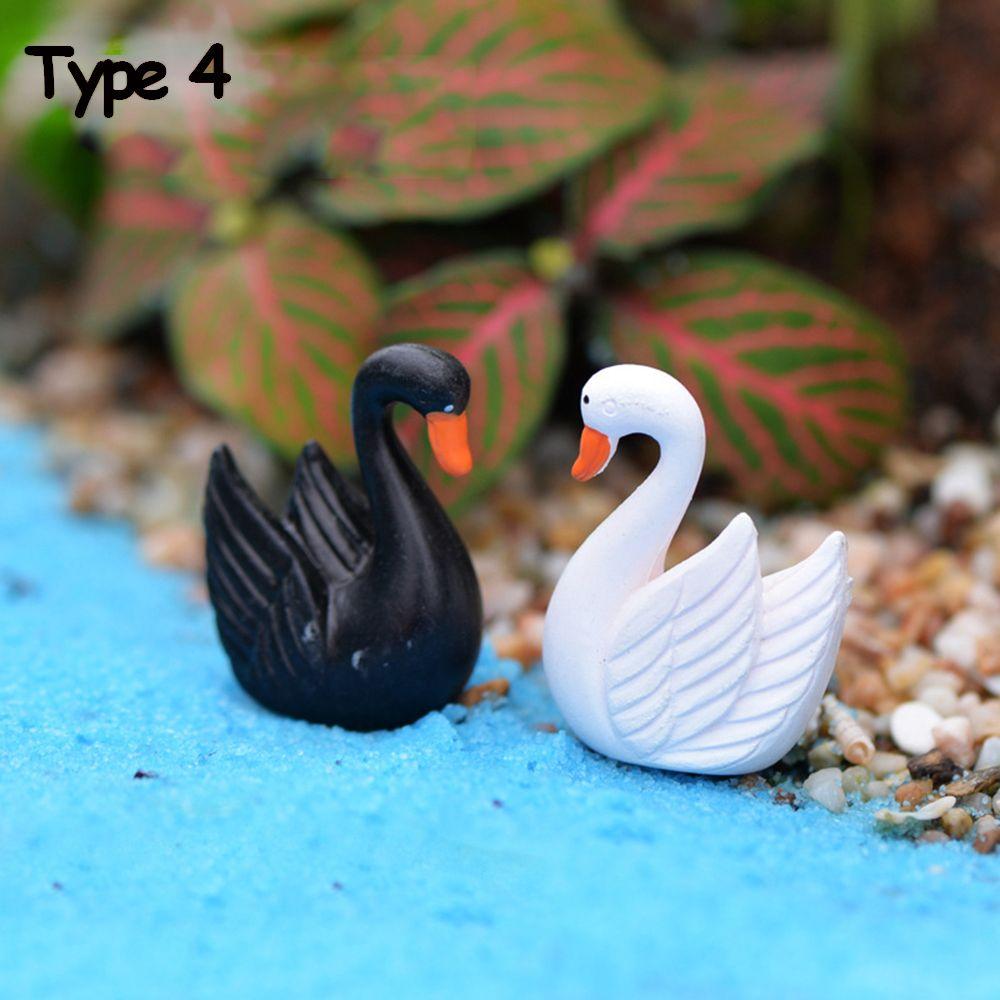 2PCS/Set Crafts Statue Micro Landscape Goose Model Swan Figurine Home Decor Miniature Animal