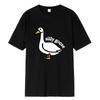 Internet Famous Big White Duck Funny Printed T-Shirt Men Women Couple Short Sleeve 100% Cotton Black Tshirt O-Neck Clothing
