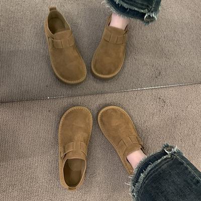 Туфли Дуду на плоской подошве, полностью закрывающие ногу, обувь Бокен, женские, новые 2025, весенне-осенние, лоферы Lairen на одной педали, одинарные туфли Бокен