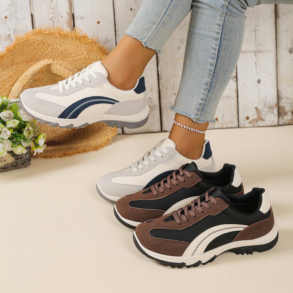 Foreign Trade Large Size Versatile Dad Shoes Women's Spring and Autumn New Color Matching Breathable Flat-bottom Sports Shoes Casual Little White Shoe