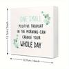 "One Small Positive Thought" Wooden Sign. Farmhouse Retro White Plaque for Desk, Shelf or Wall.