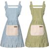 Фартук для кухни для женщин и девочек - 2 шт. Фартуки для готовки с кружевными карманами и шнурами, маслостойкие, устойчивые к пятнам, из хлопка и льна, кораллового флиса для готовки, выпечки, барбекю