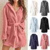 Dressing Gown Robes Warm Soft Cosy Winter Hooded Bathrobe Nightwear