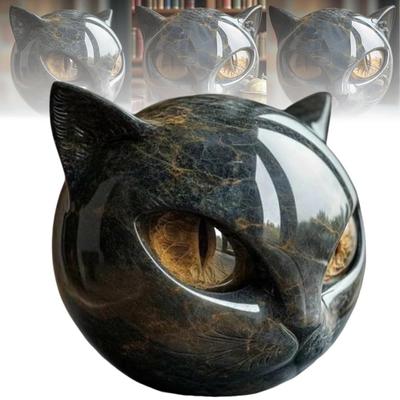 Хэллоуин Настольная статуэтка кошки Смола Уникальная фигурка кошки Фигурка черной кошки Элегантный домашний декор Подарки для любителей кошек Женщин Мужчин