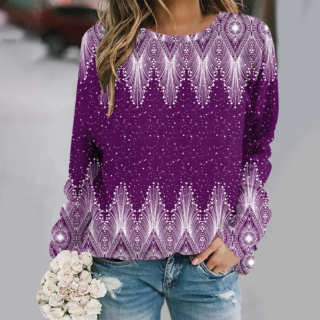 2025 Plus Size Autumn and Winter New Fashion Round Neck Long Sleeve Printed Elegant Casual Loose Hoodie