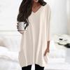Womens Tops V-neck 3/4 Sleeve Blouses Casual Mid-length Shirts Fashion Print Tunic Tops With Pockets