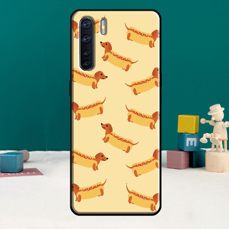Cartoon Dachshund Sausage Dog Phone Case For Oppo A78 A96 A58 A18 A38 A98 A17 A77 A80 A40 A60 A16 A76 A74 A94 A54 A15 A57S