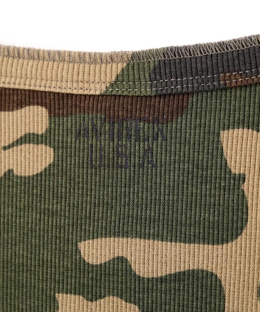 AVIREX DAILY RIB LONG SLEEVE NECK T-SHIRT(WEB Exclusive) CAMOUFLAGE men's XL olive camouflage 783-5930020