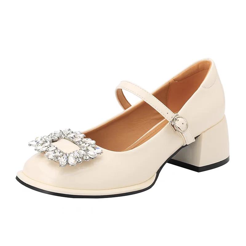 Осенние женские туфли Мэри Джейн на толстом каблуке, новые туфли с квадратным носком и пряжкой на квадратном каблуке для женщин, туфли в стиле Лолиты