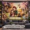 Wall Hanging Tapestry Custom NameDemon Slayer Pattern Personalized Printed Fabric Wall Decor