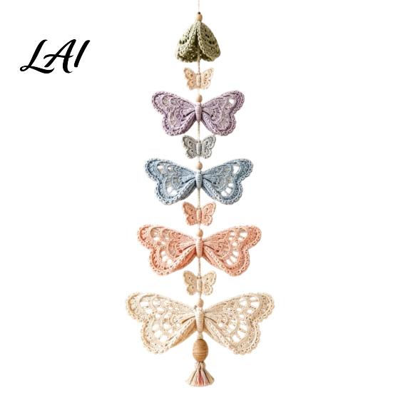 Immersive Crafting Hobby Garden Cascade DIY Crochet Kit Butterfly/Halloween/Flower/Bee/Bird/Dog Theme Art for Adults Handmade Wall Pendant