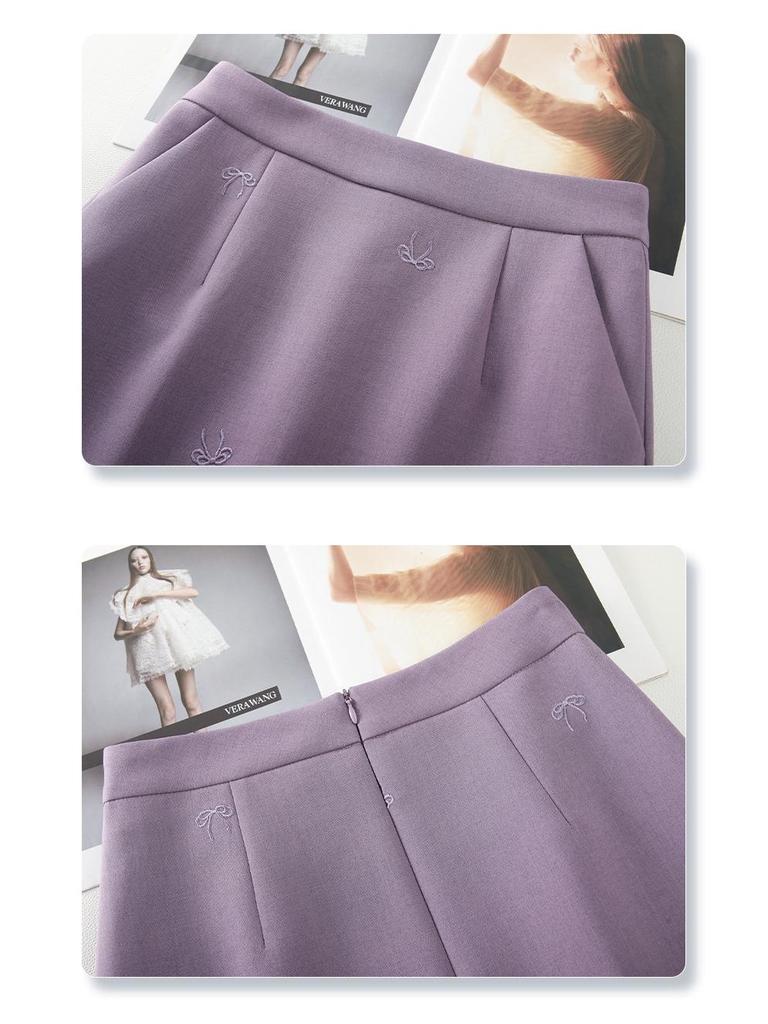 Женская фиолетовая миди-юбка бодикон с высокой талией - 2025 Облегающий прямой весенний стиль