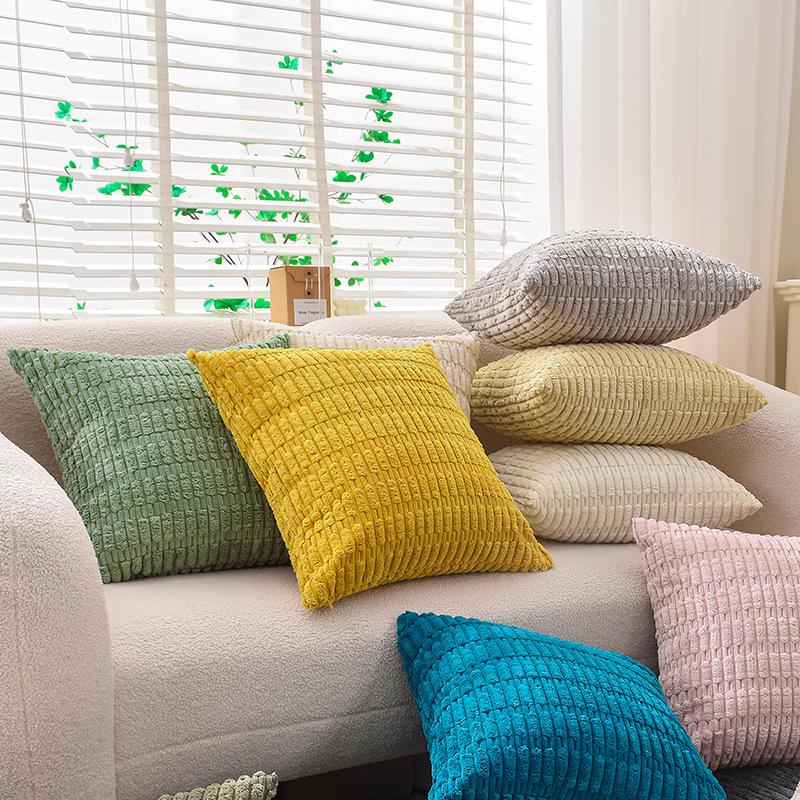 Наволочка из однотонного вельвета в полоску – жаккардовая квадратная наволочка для диванной подушки без вставки