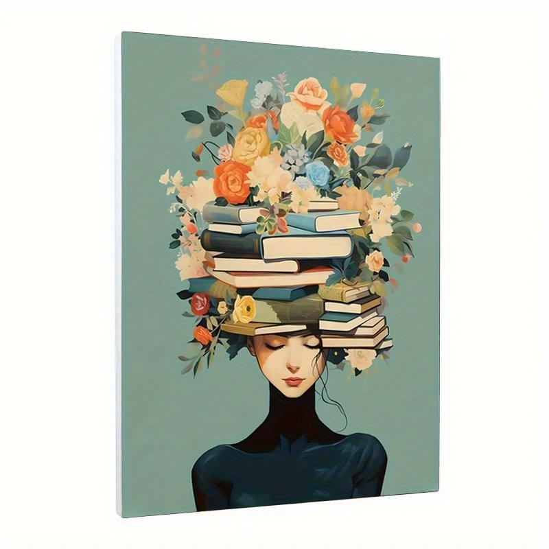 With Frame Chic Girl Reading Book Canvas Art Inspiring Retro Wall Decor for Living Room Bedroom Bathroom and More Perfect Gift Idea