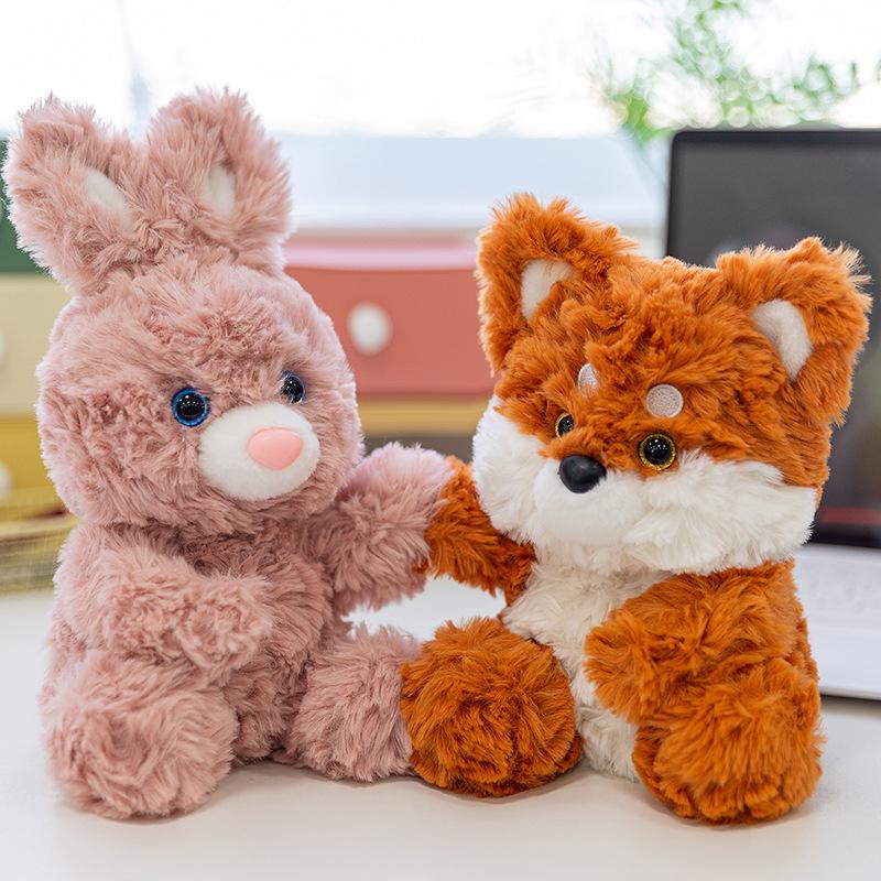 Cute Fox Bear Plush Toy Rabbit Learning To Build Office Golden Retriever Dog Table Posing Activities