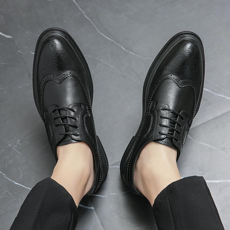 Men Formal Shoes Lace Up Oxfords Fashion Elegant Dress Shoes for Men Italian Man Leather Brogue Male Casual Shoes Male Footwear