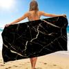 1Pc Black Marble Texture Beach Towel, Quick Dry, Multi-Use for Beach Pool Gym Yoga Home Travel, Christmas, Halloween, Xmas Gift M928878