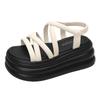 Fashion Size 34-39 Summer Basic Women Sandals Fashion Rome Style 7cm Platform Ladies High Heels Woman Soft Leather Leisure Shoes 2024