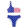 Women's European & American Flag-Inspired Two-Piece Swimsuit - Painted Design, Sexy & Gathered Bikini