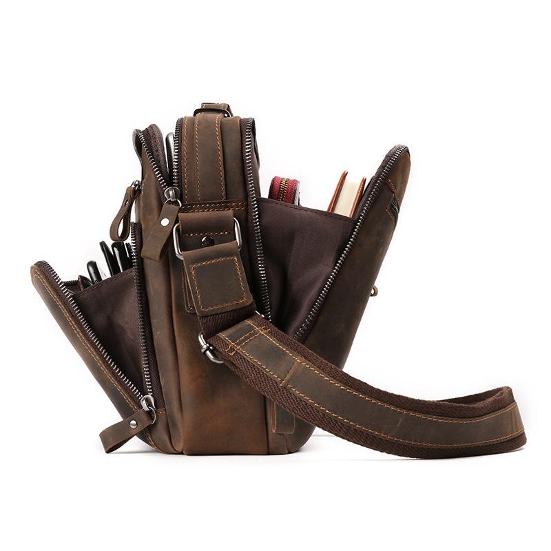 Мужская сумка-мессенджер в стиле ретро из натуральной кожи - Повседневная сумка через плечо большой вместимости