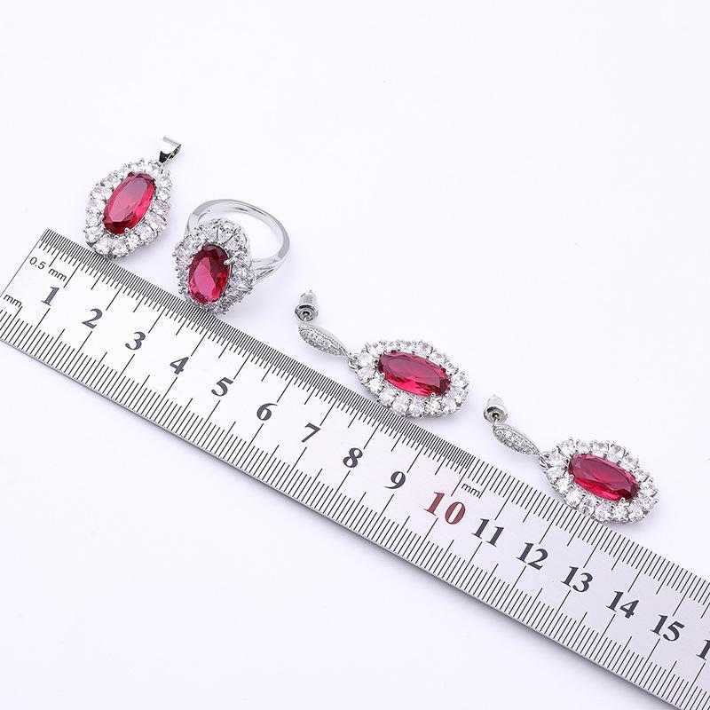 High-End Light Luxury Zircon Earrings Jewelry Set Women'S Luxury Stud Earrings Silver Needle Jewelry Set
