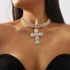 Funky Exaggerated Row Diamond Cross Collar Superior Sense Of Hip Hop Personality Choker Necklace Women