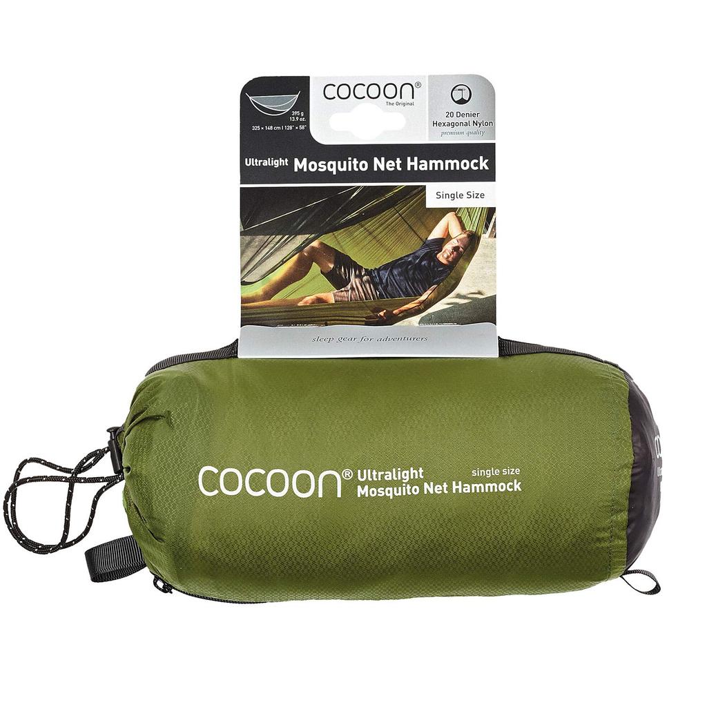 Cocoon UL Mosquito Net Olive Ultra with Mosquito for Outdoor Camping Hammock, Green, Black, Lightweight, Compact, Net, Hammock,