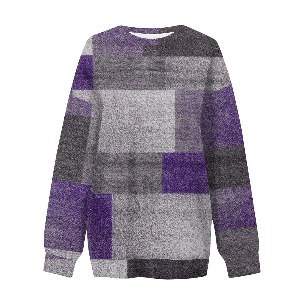 Женский повседневный свободный свитер с круглым вырезом и длинными рукавами с принтом и карманом