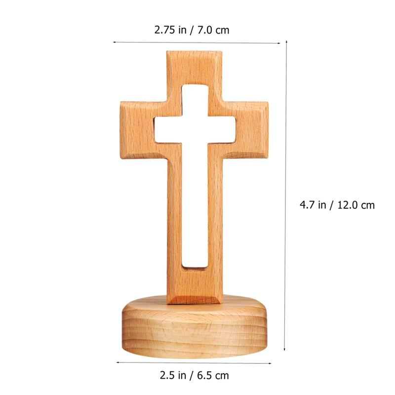 Cross Wood Crucifix Standing Jesus Wall Wooden Religious Christian Table Decoration Gifts Holy Church Religious Ornament Statue
