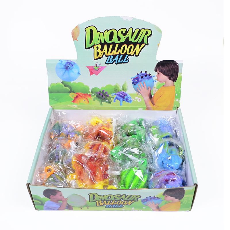 Novelty TPR Animal Inflatable Stress Ball Dinosaur Blow-up Toy Creative Decompression Bouncy Ball for Kids Party Favors