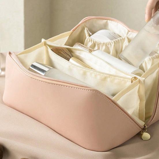 Дорожная косметичка из искусственной кожи большой вместимости, водонепроницаемая, на молнии, портативная, многофункциональная, женская косметичка для макияжа, органайзер-косметичка