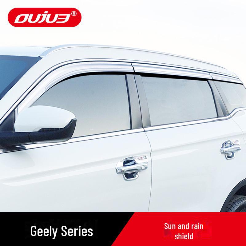 Дождевой щиток Geely Boyue/Binyue Pro: Гальванизированная солнцезащитная/дождевая накладка на окно автомобиля.