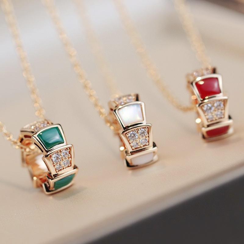 Женская мода 925 стерлингового серебра позолоченный рябчик змея кулон ожерелье с бриллиантами тренд вечерние темпераментные украшения