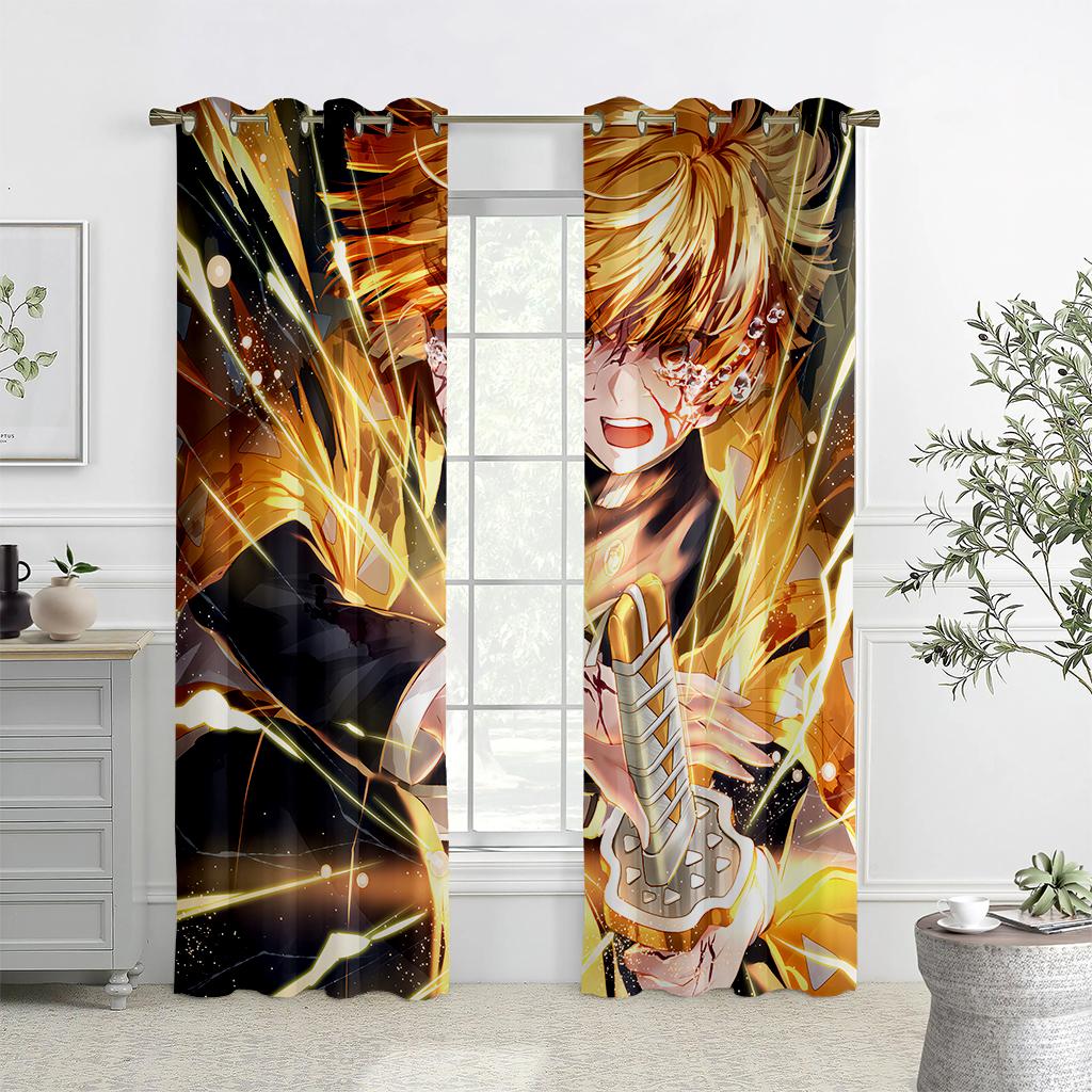 2 шт. японские - кровавые аниме узоры печатные шторы, анимированные мультфильмы, кармашки для детской комнаты декоративные шторы