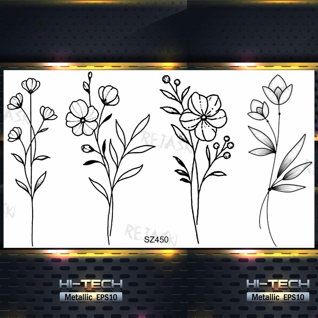 Hyacinth Daisy Temporary Tattoos For Women Girl Lavender Peony Fake Tattoo Sticker Daffodil Tulip Wrist Fashion Waterproof Tatoo