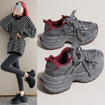 Кожаные кроссовки European Station на ремешке, кроссовки папы, женские, 2025 осень и зима, новая платформа, спортивная обувь, универсальная повседневная обувь