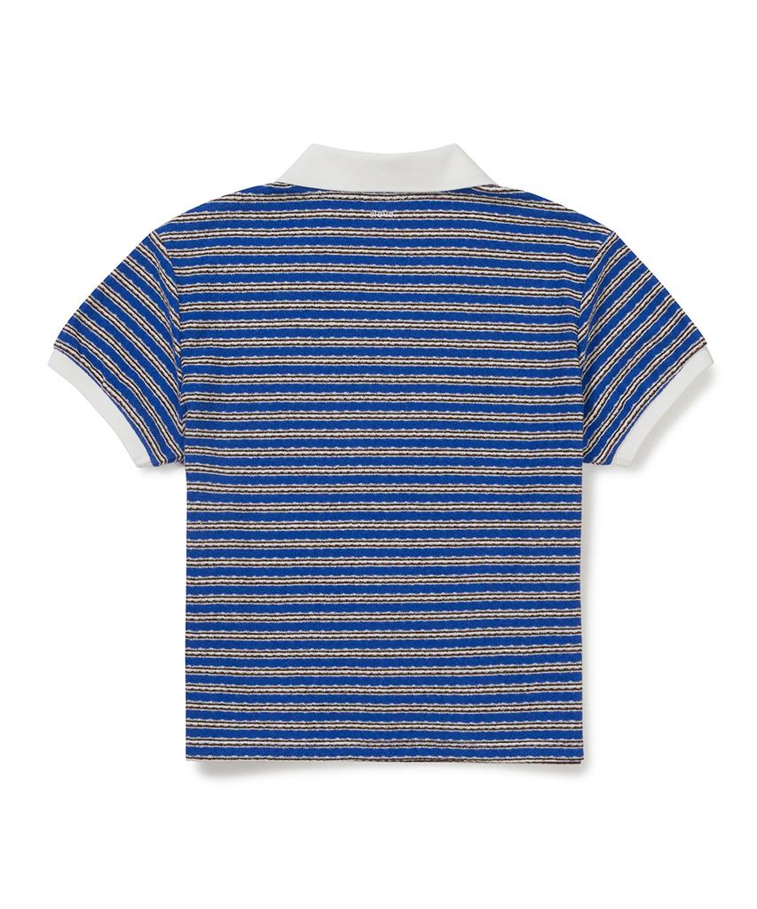 CLOVE [26Sm Clove] Multi Stripe Terry Polo Shirt (Blue)