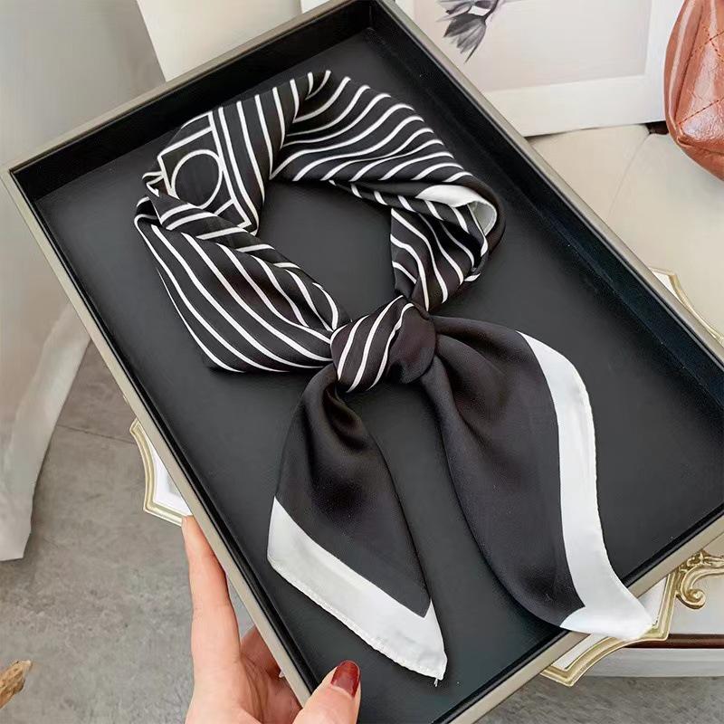 70cm Birch Forest Silk-Blend Scarf: Women's Spring/Summer Oil Painting Style Square Scarf