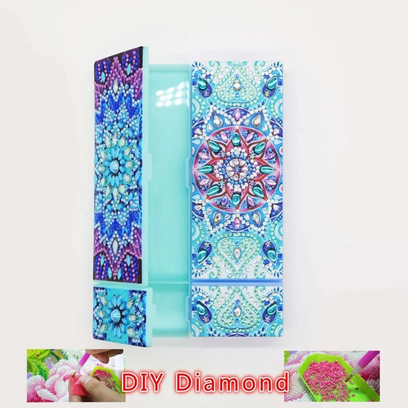 DIY Bright Diamond Pencil Case, Diamond Painting Pencil Case, Student Stationery Storage Box, Essential for Learning