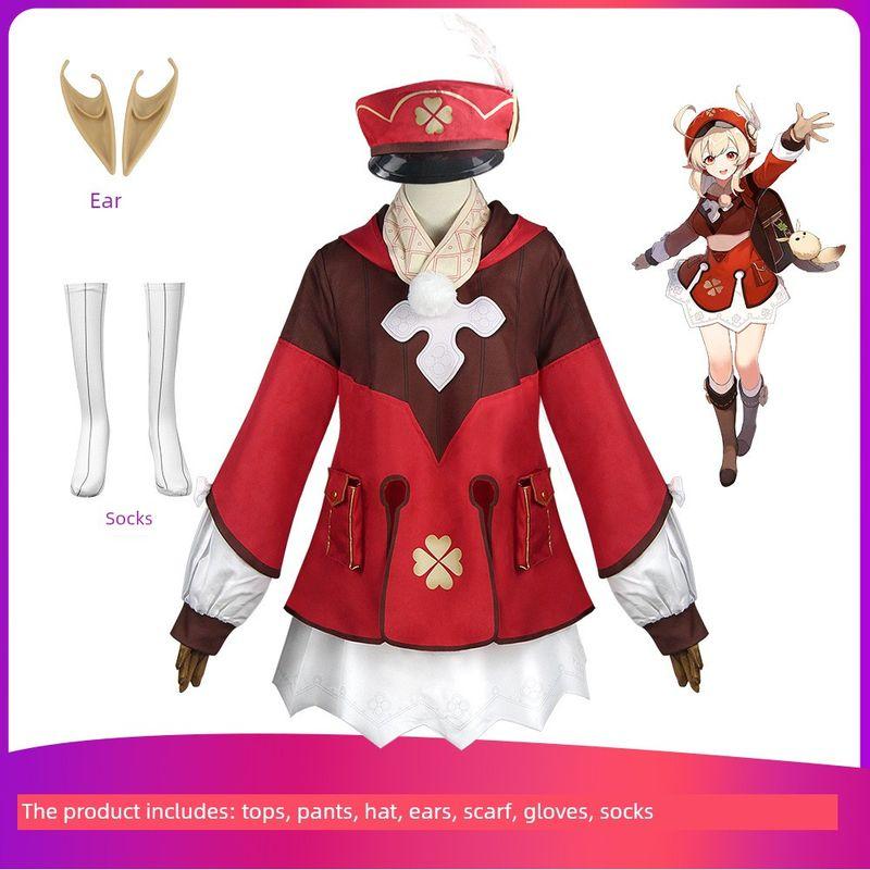 Косплей костюм Кли Genshin Loli Косплей Аниме Костюм для ролевых игр Костюм для Хэллоуина