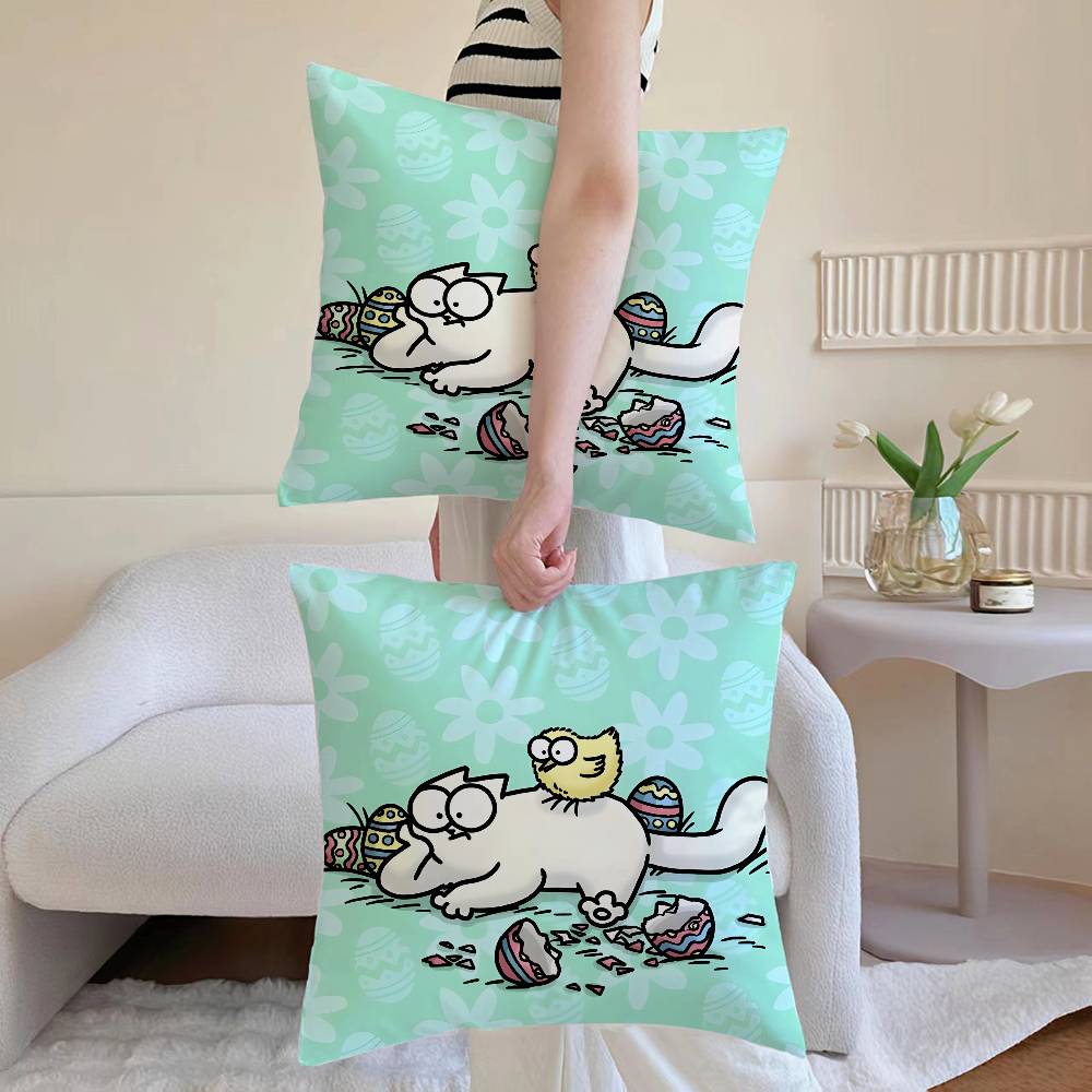 Кавайный чехол для подушки S-Simons Cat B, наволочка, декоративные чехлы для подушек для дивана и гостиной, пылезащитные и защищающие от клещей