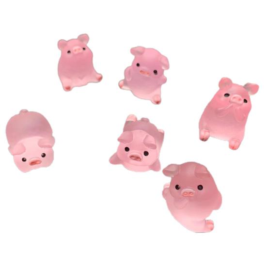 6Pcs/Set Pig Figurines Vivid Multi Shapes Handmade Realistic Pink Decorative Lightweight Mini Piggy Car Dashboard Toys Display Mold Auto Accessories