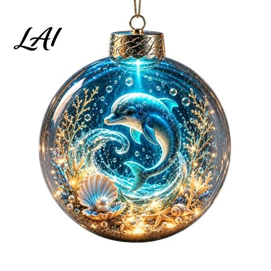 Ocean Inspired Bedroom Wall Decorations Animal Christmas Ball Ornament 3D Marine Life Hanging Decoration Underwater Sphere Ornaments Beach