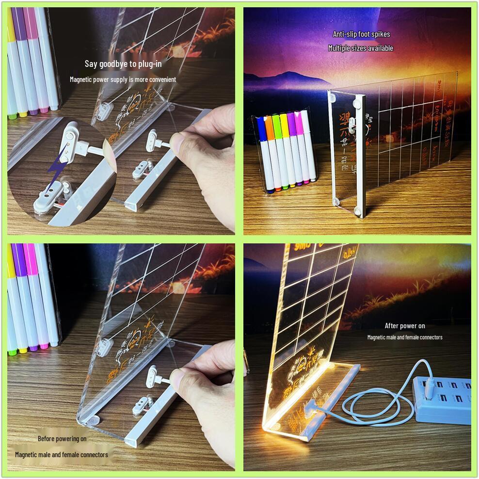 Сделай сам стираемую магнитную светодиодную акриловую доску для сообщений, ночник