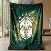 Brazil Football Printed Flannel Blanket Skin Friendly Warm Decorative Throw for Indoor Couch Bed Daily Use
