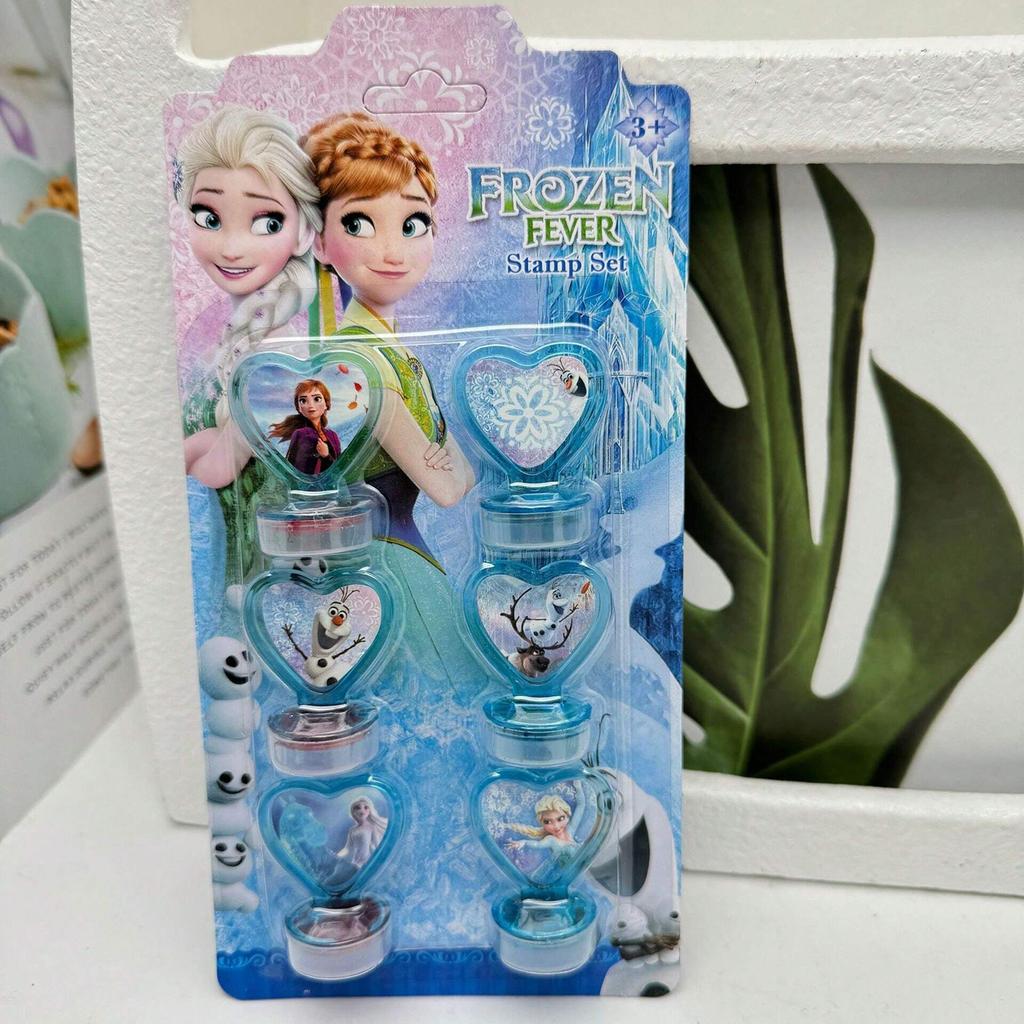 Набор штампов MINISO «Холодное сердце» из 6 штук - Смываемые мультяшные печати - Многоцветные варианты, Подходят для украшения альбома