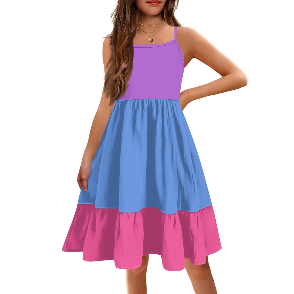 The Summer Children Condole Printed Sleeveless Cute Princess Leisure Dresses Of The Girls